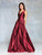 Clarisse - 3741 V Neck Corset Lace Up Back Satin Dress Special Occasion Dress 0 / Wine