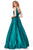 Clarisse - 3741 V Neck Corset Lace Up Back Satin Prom Dress Special Occasion Dress 0 / Forest Green