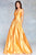 Clarisse - 3741 V Neck Corset Lace Up Back Satin Prom Dress Special Occasion Dress 0 / Marigold