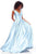Clarisse - 3741 V Neck Corset Lace Up Back Satin Prom Dress Special Occasion Dress 0 / Pale Blue