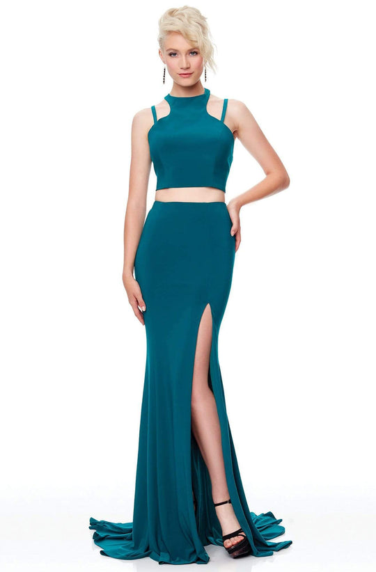 Clarisse - 3761 Two-Piece Jersey High Slit Evening Gown