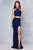 Clarisse - 3761 Two-Piece Jersey High Slit Evening Gown Special Occasion Dress 0 / Navy