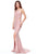 Clarisse - 3789 Lace-Up Halter Shimmer Jersey Gown Special Occasion Dress 0 / Blush