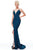 Clarisse - 3799 Crisscross-Strapped Illusion Plunge Gown Special Occasion Dress 0 / Dark Teal