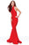 Clarisse - 3842 High Halter Glitter Jersey Mermaid Gown Special Occasion Dress 0 / Lipstick Red
