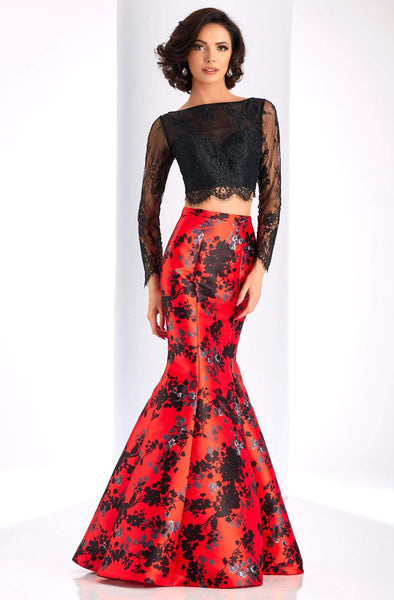 fitted lace wedding dress Black and Red Floral Sweetheart Floor Length Party Dress, Long Prom Dr –  Cutedressy main image 0