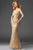 Clarisse - 4961 Embellished Deep V-neck Sheath Dress Special Occasion Dress 0 / Gold