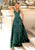Clarisse - 5105 Plunging V-Neck Pattern-Sequined A-Line Gown Prom Dresses 0 / Forest Green