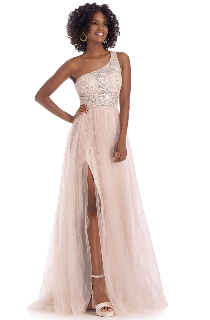 Clarisse - 5118 Asymmetric Embellished Bodice A-Line Dress Prom Dresses 0 / Dusty Rose