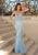 Clarisse - 5138 Beaded Strappy Back Embroidered Gown Prom Dresses 00 / Powder Blue