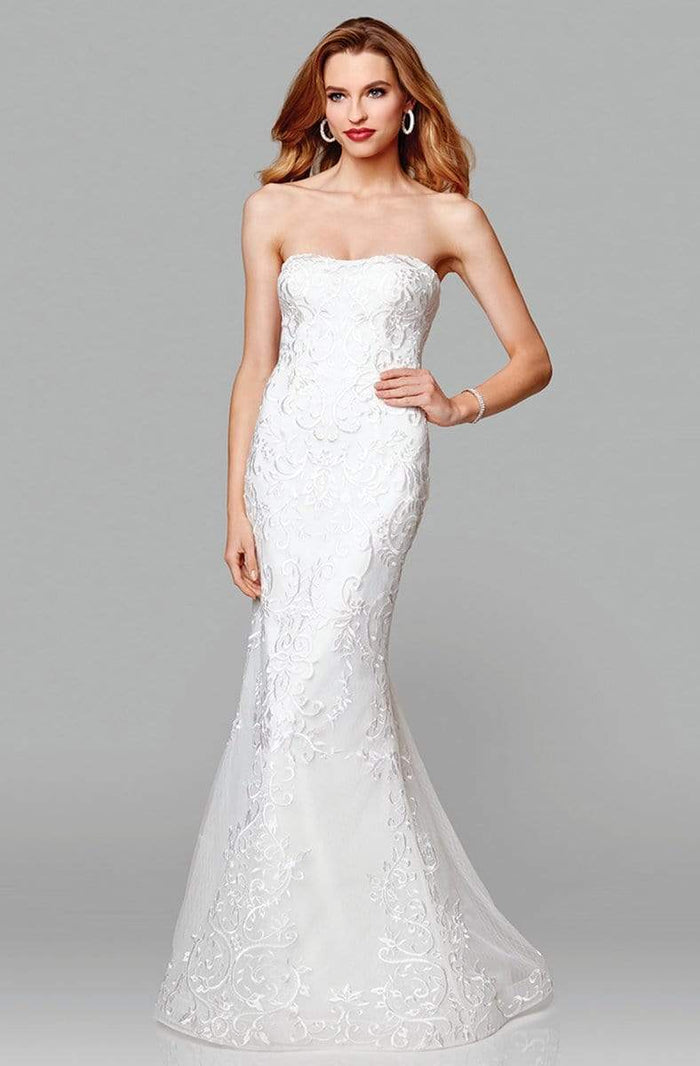 Clarisse - 600105 Embroidered Strapless Mermaid Gown Wedding Dresses 0 / Ivory/Ivory