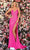 Clarisse - 800261 Low Cut Open Back Sleeveless V-Neck Mermaid Gown Prom Dresses 00 / Neon Pink