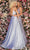 Clarisse - 8008 Plunging Beaded Bodice Metallic A-Line Gown Prom Dresses