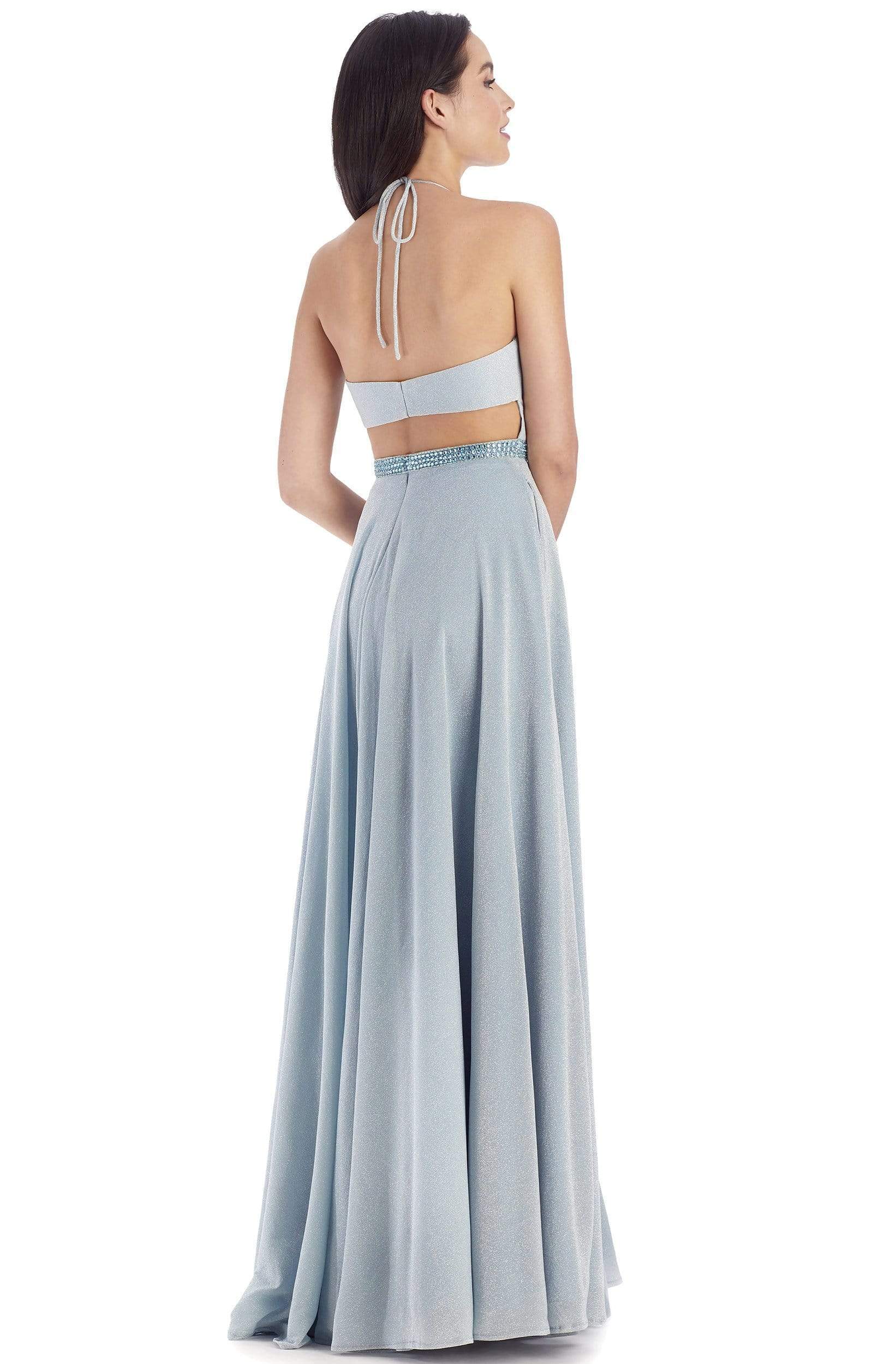 A-Line Halter Beaded Open-Back Blend Dress 8051 by Clarisse 0 / Aqua A-Line Halter Beaded Open-Back Blend Dress 8051 by Clarisse 0 / Aqua