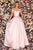 Clarisse - 8057 Off Shoulder Jeweled Crystal Neck Silk Gown Evening Dresses 0 / Blush