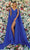 Clarisse - 810287 Draping Cascade Gown Prom Dresses 4 / Royal