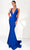 Clarisse 810437 - Plunging V-Neck Jersey Prom Gown Evening Dresses 00 / Royal