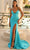 Clarisse 810438 - Deep V-Neck Jersey Evening Gown Special Occasion Dress 00 / Turquoise