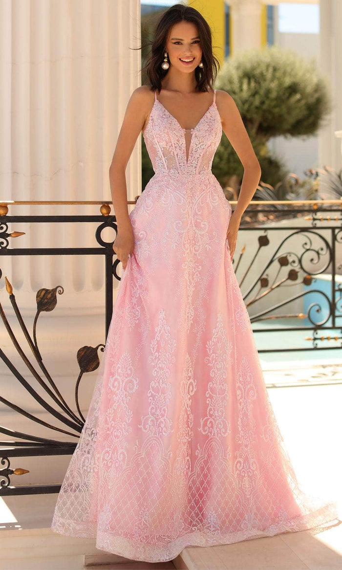 Clarisse 810465 - Sleeveless A-Line Prom Dress Special Occasion Dress 0 / Powder Pink