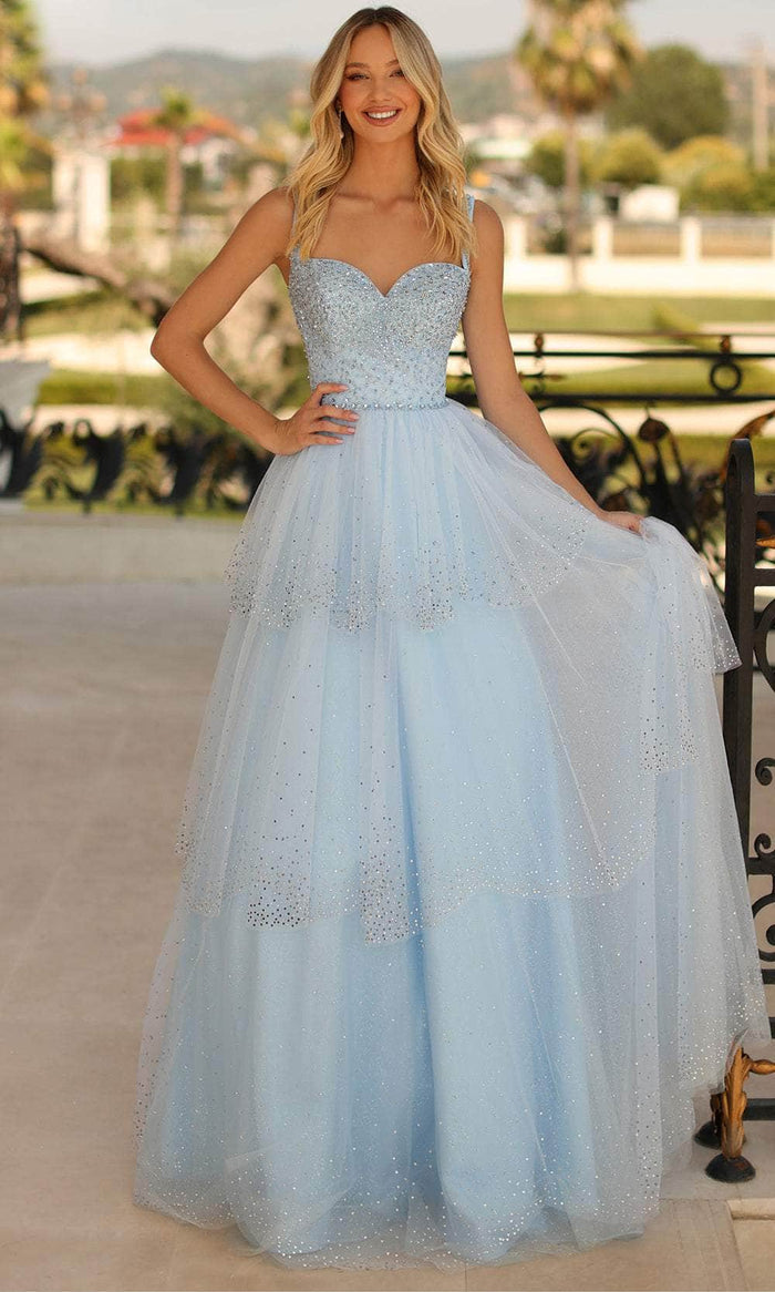 Clarisse 810591 - Sweetheart Tiered Evening Gown Special Occasion Dress 00 / Powder Blue