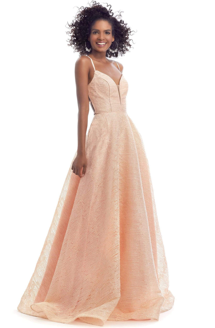 Clarisse - 8122 Sexy Sweetheart Glitter A-Line Dress Prom Dresses 0 / Light Peach
