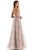Clarisse - 8159 Deep V-neck A-line Dress Evening Dresses 0 / Silver/Rose Gold
