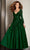Clarisse - Lace Illusion Long Sleeves Evening Gown M6205 CCSALE 4 / Hunter Green