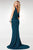 Clarisse - M6515 Ruched V-Neck Evening Gown with Slit Special Occasion Dress