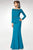 Clarisse - M6538 Beaded Embellished Neckline Long Sleeve Formal Dress Special Occasion Dress 6 / Green Topaz