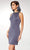 Clarisse - M6567 Crystal Beaded Halter Satin Sheath Dress Special Occasion Dress 6 / Charcoal