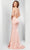 Clarisse - Plunging V-neck Sheath Satin Gown 3456 - 1 pc Blush In Size 2 Available CCSALE 2 / Blush