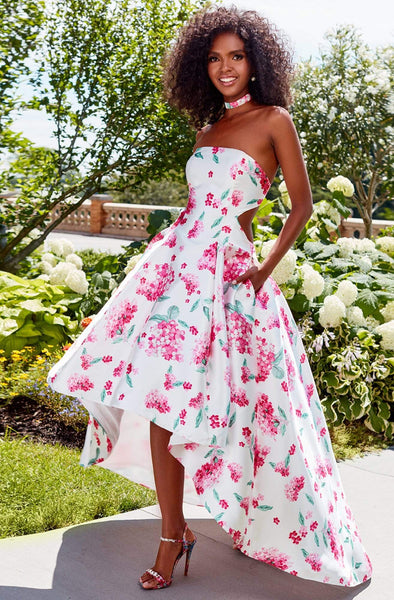 Clarisse Prom - 3563 Strapless Floral High Low Prom Dress Couture Candy Clarisse Prom - 3563 Strapless Floral High Low Prom Dress Couture Candy