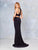 Clarisse - Two-Piece Jersey High Slit Evening Gown 3761 - 1 pc Navy In Size 00 Available CCSALE 00 / Navy