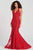 Colette for Mon Cheri - CL12071 Lace Halter V-Neck Mermaid Dress Prom Dresses 0 / Scarlet