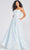 Colette For Mon Cheri CL12255 - Strapless Glitter Lace A Line Gown Special Occasion Dress 00 / Ice Blue/Silver