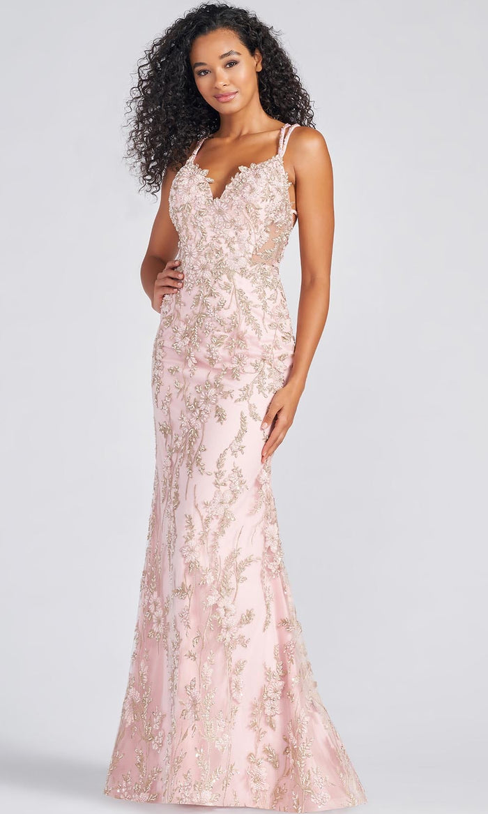 Colette For Mon Cheri CL12258 - V-neck Formal Gown Prom Dresses 00 / Vintage Rose