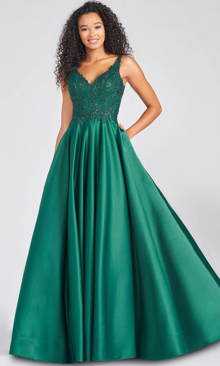 Colette For Mon Cheri CL12271 - Sequin Lace Applique Bodice A-Line Gown Prom Dresses 00 / Emerald