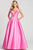 Colette for Mon Cheri - CL19827 Illusion Plunged V Neck Mikado Gown Ball Gowns 0 / Rose Pink