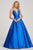 Colette for Mon Cheri - CL19827 Illusion Plunged V Neck Mikado Gown Ball Gowns 0 / Royal Blue