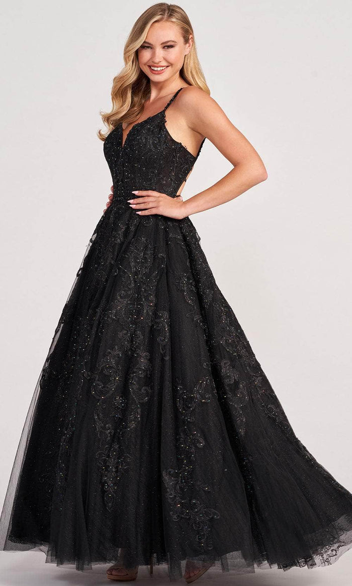 Colette for Mon Cheri CL2026 - Sleeveless Lace-Applique Ballgown Ball Gowns 00 / Black