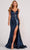 Colette for Mon Cheri CL2041 - Sequined V-Neck Evening Dress 00 / Navy