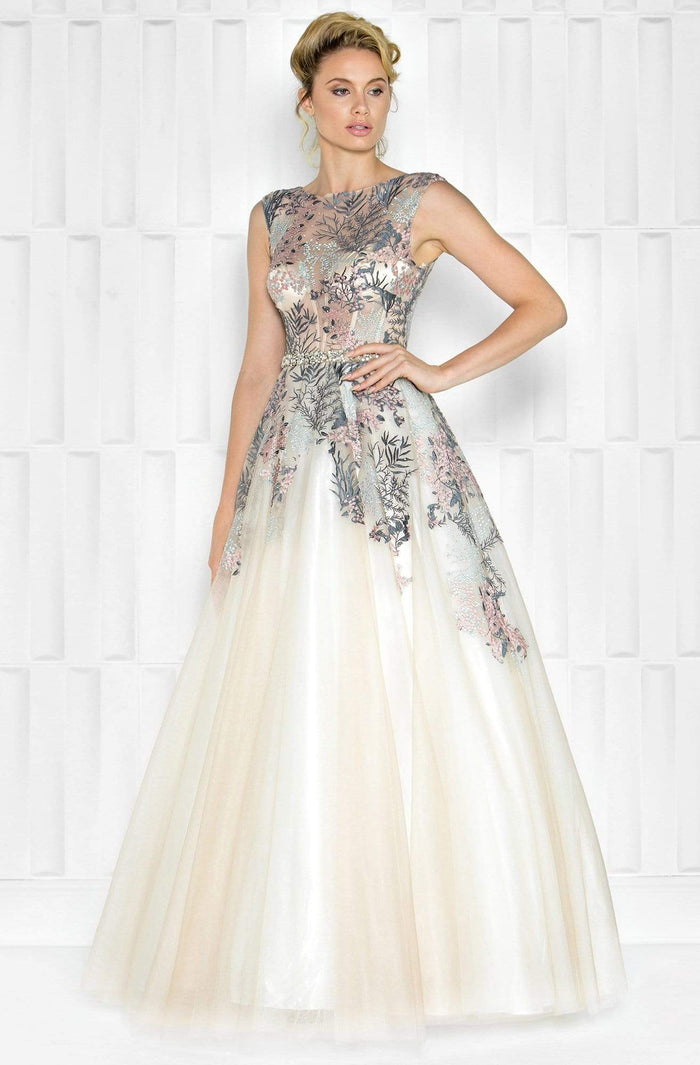 Colors Couture - Embellished Illusion Bateau Ballgown J034 - 1 pc Nude/Multi In Size 8 Available CCSALE 2 / Nude/Multi