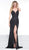 Colors Couture - J099 Embellished Deep V-neck Trumpet Dress Special Occasion Dress 0 / Black