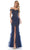 Colors Couture - J131 Off-Shoulder Embellished Trumpet Dress Evening Dresses 0 / Navy