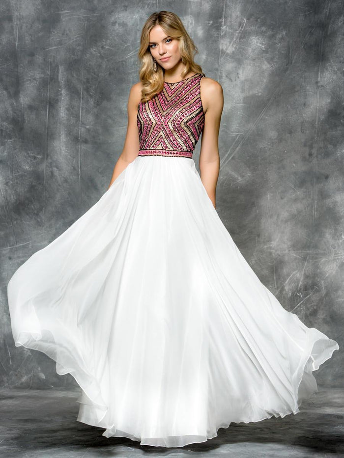 Colors Dress 1658 Chevron Motif Illusion Gown ̢‰âÛÏ 1 pc Pink in size 4 Available CCSALE 4 / Pink