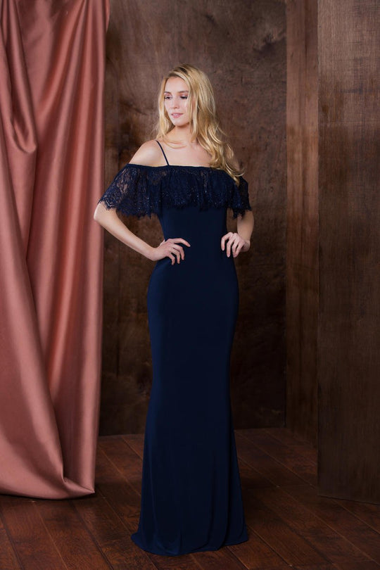 Colors Dress - 1753 Sheer Lace Paneled Off Shoulder Sheath Dress - 1 pc Wine In Size 18 Available CCSALE 18 / Wine