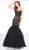 Colors Dress - 2067 Sequined Illusion Corset Tiered Gown Evening Dresses 0 / Black/Nude