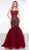 Colors Dress - 2067 Sequined Illusion Corset Tiered Gown Evening Dresses 0 / Wine/Nude