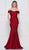 Colors Dress - 2107 Off Shoulder Front Slit Satin Mermaid Gown Evening Dresses 0 / Berry