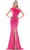 Colors Dress - 2405 Feathered One Shoulder Crepe Mermaid Dress Evening Dresses 0 / Hot Pink